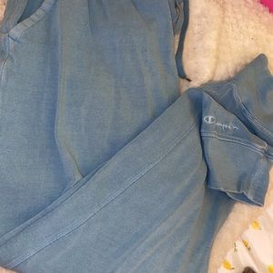 light blue Champion sweat pants